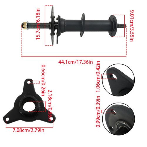 Fit For 6 Inch and 7 Inch wheels 40 Inch Rear Axle Kit with 3 Stud Hub New