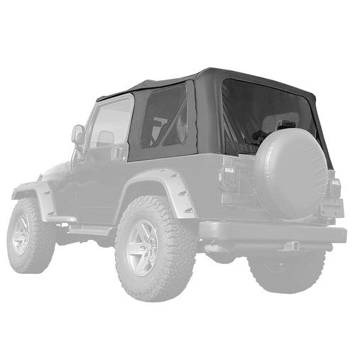4 For Jeep Wrangler TJ Soft top Replacement, 97-06,w/Tinted Windows, Black Vinyl