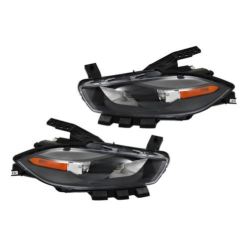 Fit For Dodge Dart 2013-2016 LH+RH Headlights Replacement Halogen Black Housing