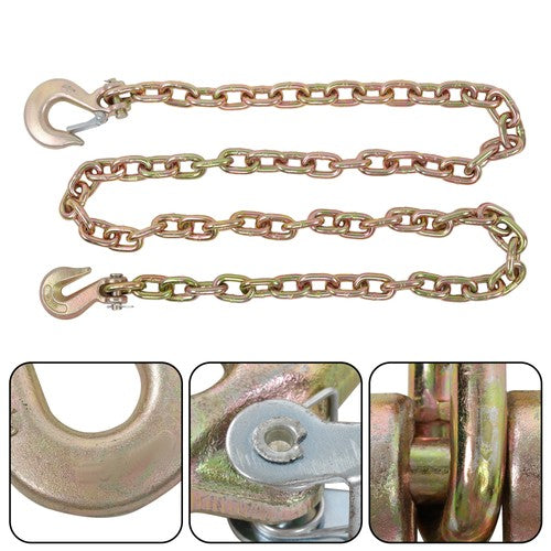 W/Hooks G70 3/8in × 8FT Trailer&Truck Transport Bundle Chain Steel Gold 6600lbs