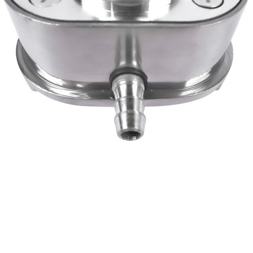 Polished Aluminum Finned Oval PCV + Push-in Breather Combo Valve Cover Set of 2