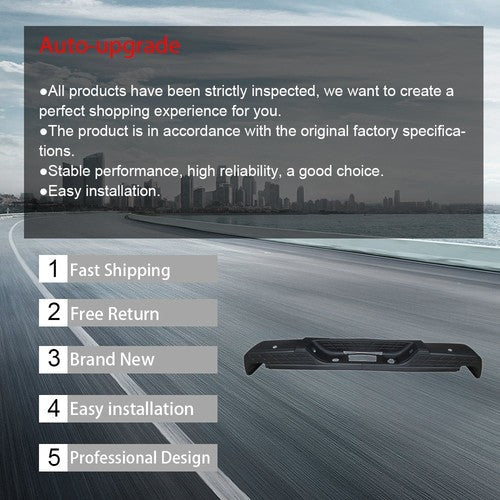 Rear Step Bumper For 2007-2013 Chevrolet Silverado 1500 Black With Object Sensor