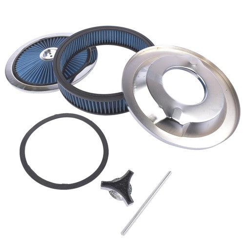 14" x 3" Air Cleaner Set Super Flow Washable Blue for Carburetor w/ 5 1/8" Neck