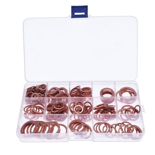 Solid Copper Crush Washers Seal Sealing Flat O-Ring Gaskets Assorted 280Pcs/Kit