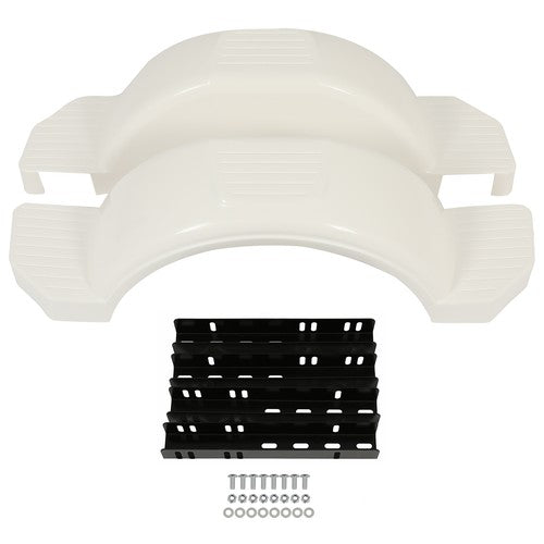 2 Single Axle Trailer Fenders w/ Top Step For 13" Wheels Tires Skirt Boat White