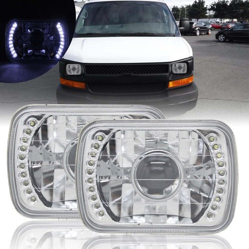 7x6 5X7 LED Halo Projector Headlight for Chevy Express Van 1500 2500 3500