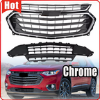 Chrome Front Bumper Upper Lower Grille for Chevrolet for Chevy Traverse 2018 21
