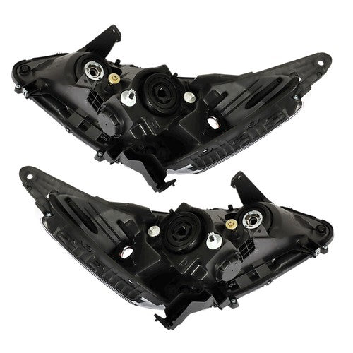 For Honda Accord 2013-2015 LH+RH Headlights Headlamps Clear Lens Halogen Black