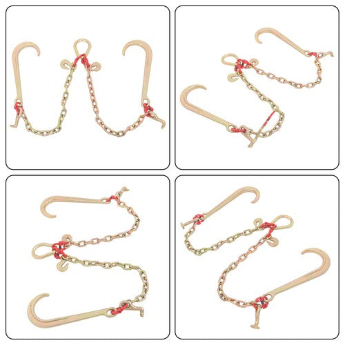 T J Hook Double Limb Hook Chain 5/16in*2ft G80 Chain Fracture Strength 9260lbs