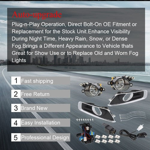 For 13-15 Chevy Malibu Clear Fog Lights Bumper Lamps +Switch+Wiring Set