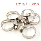 Adjustable 100pcs 1/2"-3/4" Stainless Steel Drive Hose Clamps Fuel Line Worm