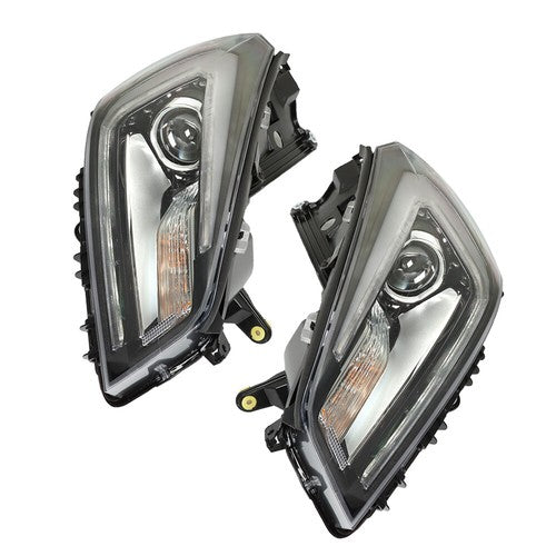 Headlight For GMC Acadia 2013-2015 16 Driver&Passenger Halogen w/LED Tube Black