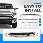 Chrome Front Upper Hood Bulge Molding Grille Trim for Toyota Tundra 2014-2021