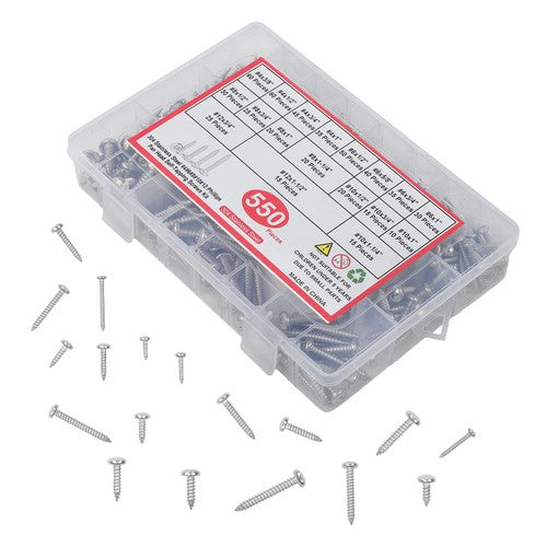 550× Wood screws kits #4 #6 #8 #10 #12 countersunk 304 Stainless steel
