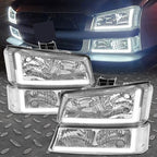 LED Headlights and Bumper Light for 2003-2006 07 Chevy Silverado 1500 2500 3500