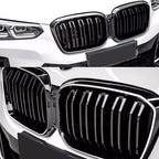 For BMW 2022-2024 X3 X4 G01 G02 Front Bumper Kidney DRL Grill Grille With LED