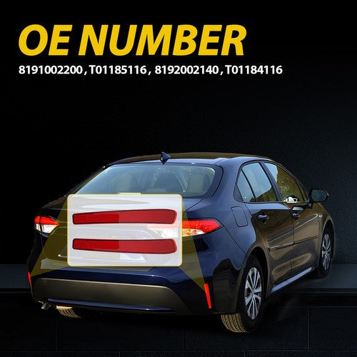 2pcs Rear Bumper Reflector Reflex Red for 2020 2021 2022 for Toyota Corolla