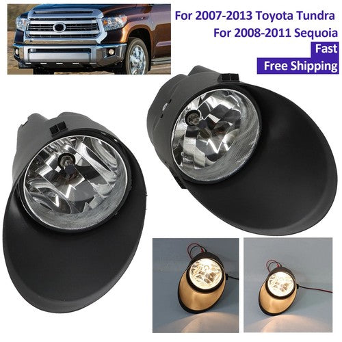 Pair Clear Fog Light w/ cover LH RH for 2007-13 for Toyota Tundra for Sequoia