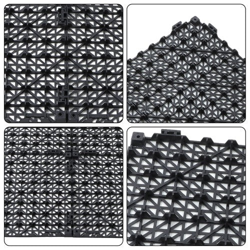 50 Pack Interlocking Deck Tiles PP Drainage Tiles Floor Tiles 12 x 12 inch Black
