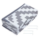 8x10 ft RV Mat Outdoor Plastic Straw Rug Carpet Waterproof Gray & White
