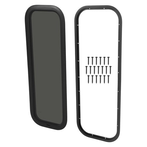 Black Screen RV Window 12 X 35 with Trim Ring Universal Dark Tempered Glass