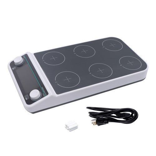 6x500ml 6 Position Magnetic Stirrer 50-1200RPM 120℃/248℉ Multi-Position Magnetic