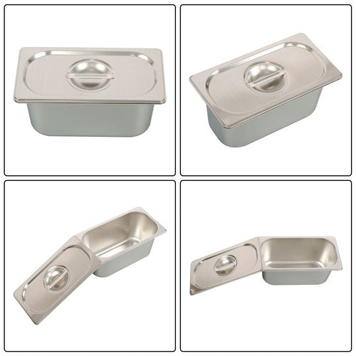 Restaurant Steam Table Pans 8 Pack 1/3 Size 6 Inch Deep Thickened with Lid