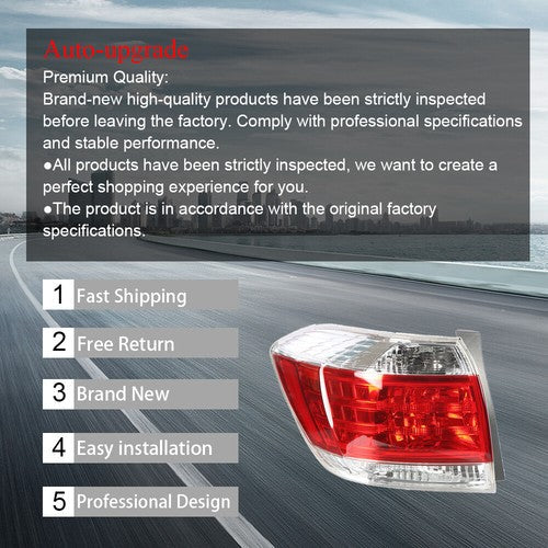 Driver LH Side Tail Light Lamp Assembly Replace For 2011-2013 Toyota Highlander