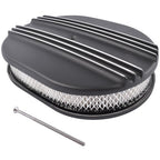 Black Cast Aluminum Half Finned 12″ Air Cleaner Assembly for Chevy Mopar Classic
