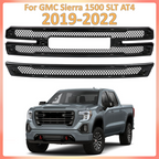 Grille Covers Grill Overlay Gloss Black for 2019-2022 for GMC Sierra 1500 SLT AT4