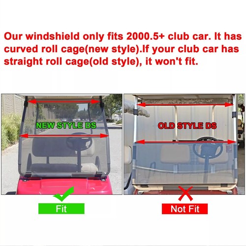 For Club Car DS 2000.5 -UP Golf Cart Folding Tinted Windshield Windscreen