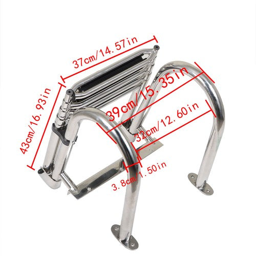 New Stainless Steel Telescoping Boat Ladder 4 Step Foldable Hand armrest