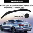 M4 Style Rear Trunk Spoiler Wing for 2014-2024 Infiniti Q50 Carbon Fiber Style