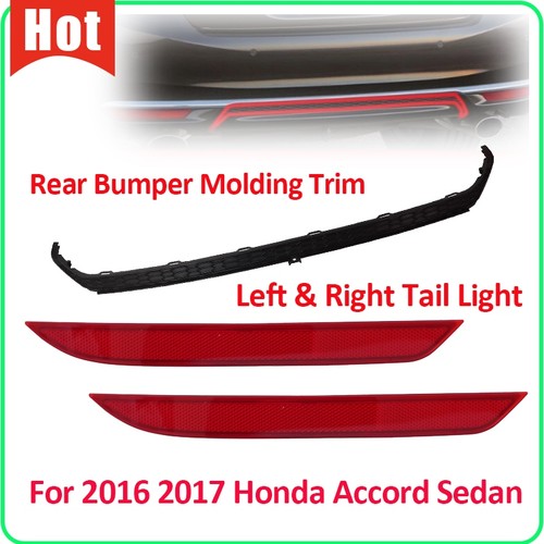 Rear Bumper Trim Molding Reflector Tail Light for 2016-2017 Honda Accord Sedan