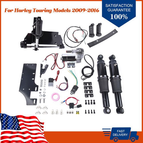 Air Ride Kit with Motorcycle Electric Center Stand for Harley Road King 09-16