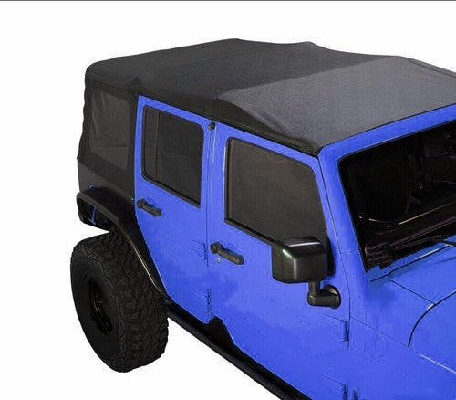 Fit Jeep Wrangler 4 DR JK Soft Top 2007-2009 Tinted Windows Black Sailcloth