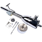 28" GM Tilt Manual Chrome Floor Shift Steering Column With Key & 9 Bolt adapter