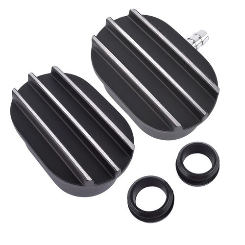 Oval Finned Black Aluminum Push-in Breather & PCV Kit 1-1/4" Valve Cover Holes
