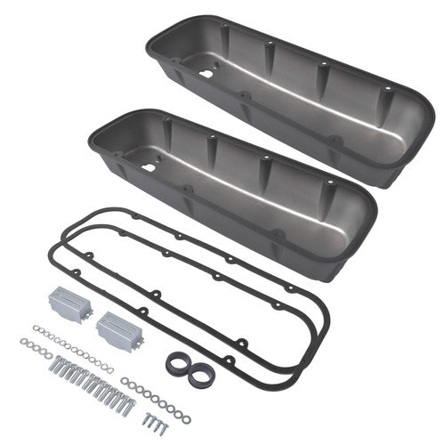 3-11/16" Tall Finned Valve Covers Polished Fits Chevy BBC 396-502 1965-1995