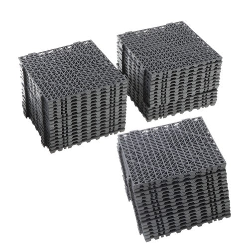 50Pack 12 x12in Interlocking Drainage Floor Tile Modular Interlocking Tile Black