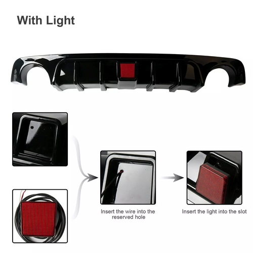Rear Lower Diffuser Lip W/ LED Light for Infiniti Q50 2018-2023 2019 2020 2021