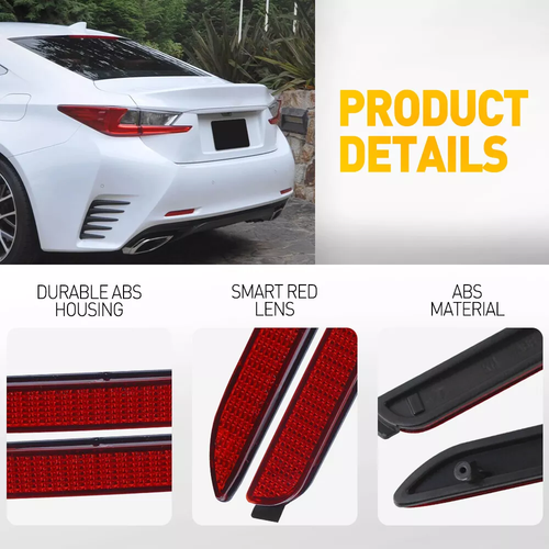 Red Rear Bumper Reflector LED Stop Brake Light for Toyota RAV4 2019-2023 2x
