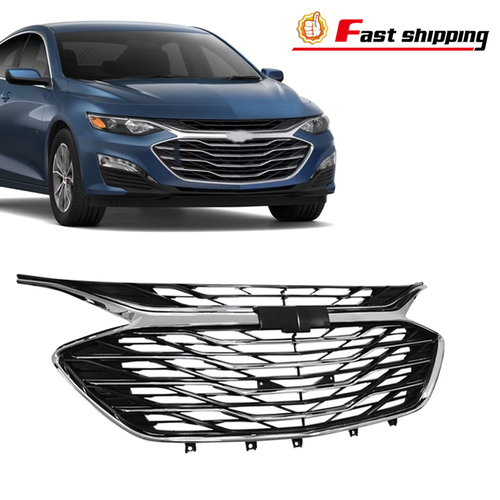 Front Bumper Upper Lower Grille Black Chrome 3PCS for 2019-2023 Chevrolet Malibu