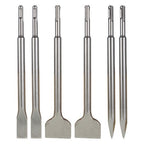 6-Pack Concrete Drill Bit Set Includes Point Chisel + 20mm & 40mm Flat Chisel