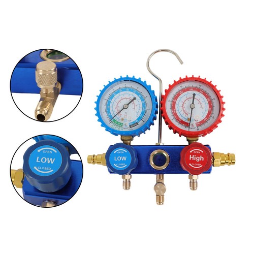 110V 60Hz & A/C Refrigeration Kit Manifold Gauge Air Vacuum Pump 4CFM HVAC 1/3HP