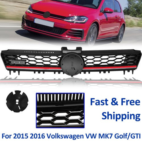Front Grille Black w/ Red Trim for 2015 2016 for VW for Volkswagen MK7 Golf GTI