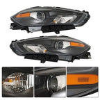 Fit For Dodge Dart 2013-2016 LH+RH Headlights Replacement Halogen Black Housing