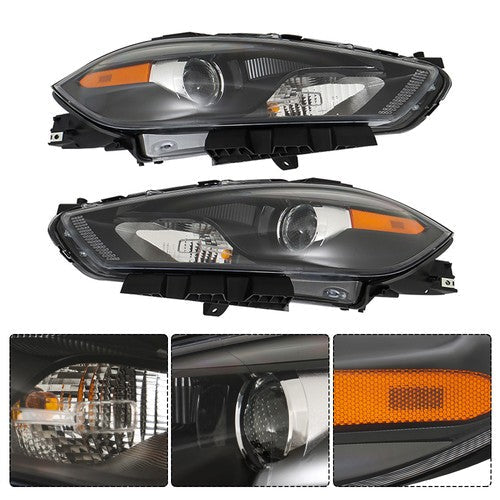 Fit For Dodge Dart 2013-2016 LH+RH Headlights Replacement Halogen Black Housing