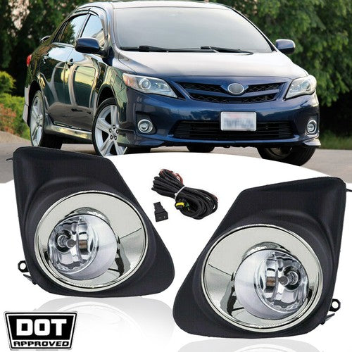 Bumper Chrome Driving Fog Lights Lamps Pair for 2011-2013 for Toyota Corolla