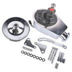 For Chevy SBC 265 283 Chrome Steel Power Steering Pump With Bracket Kit & Pulley